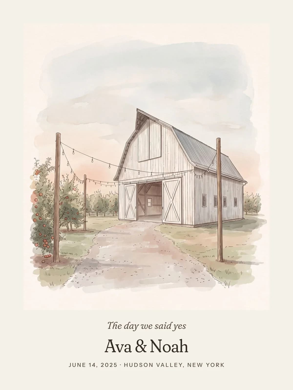 The Day We Said Yes sample, Line & Wash style